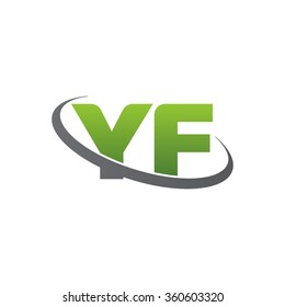 initial letter YF swoosh ring company logo green gray