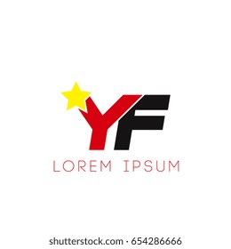 Initial letter yf yellow star logo red black