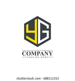 Initial Letter YG Hexagonal Design Logo
