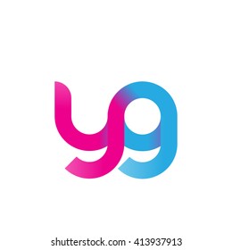 initial letter yg linked round lowercase logo pink blue purple