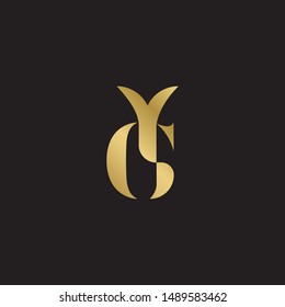 Initial letter yg linked  uppercase modern logo design template elements. Gold letter Isolated on black  background. Suitable for business, consulting group company.