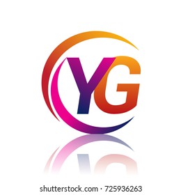 initial letter YG logotype company name orange and magenta color on circle and swoosh design. vector logo for business and company identity.