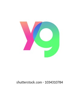 Initial Letter YG Lowercase Logo green, pink and Blue, Modern and Simple Logo Design.