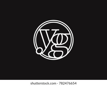 Initial letter yg lowercase outline inside the circle logo template white on black background