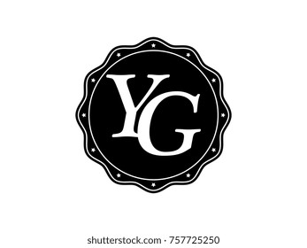 Initial letter YG monogram logo black seal stamp lace