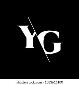 Initial Letter YG Monogram Sliced. Modern logo template isolated on black background