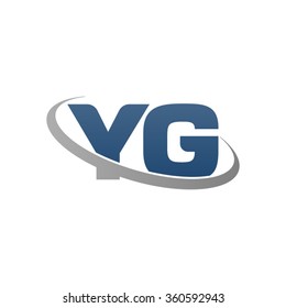 initial letter YG swoosh ring company logo blue gray
