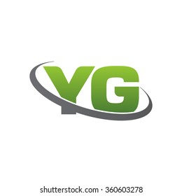 initial letter YG swoosh ring company logo green gray