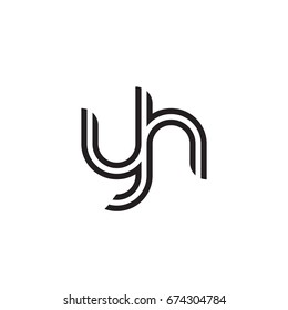 Initial letter yh, linked outline rounded lowercase, monogram black