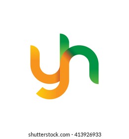 initial letter yh linked round lowercase logo orange green