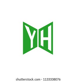 Initial Letter YH Logo Design, Hexagonal Shape in Flat Colored