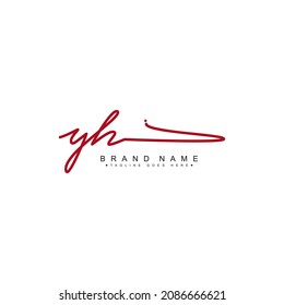 Initial Letter YH Logo - Handwritten Signature Logo