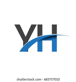 initial letter YH logotype company name colored blue and grey swoosh design. vector logo for business and company identity.
