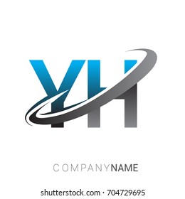 initial letter YH logotype company name colored blue and grey swoosh design. logo design for business and company identity.