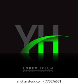 initial letter YH logotype company name colored green and black swoosh design. vector logo for business and company identity.
