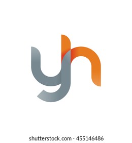 initial letter yh modern linked circle round lowercase logo orange gray