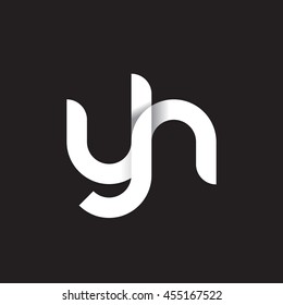 initial letter yh modern linked circle round lowercase logo white black