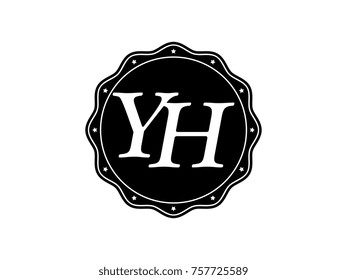 Initial letter YH monogram logo black seal stamp lace