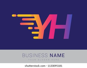 Initial Letter YH speed Logo Design template, logotype company name colored yellow, magenta and blue.for business and company identity.

