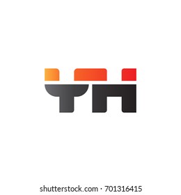 Initial letter YH, straight linked line bold logo, gradient fire red black colors