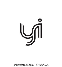 Initial letter yi, linked outline rounded lowercase, monogram black