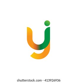 initial letter yi linked round lowercase logo orange green