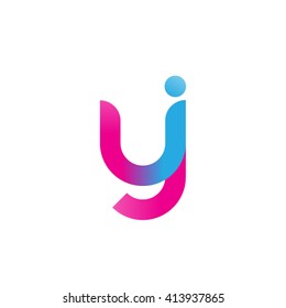 initial letter yi linked round lowercase logo pink blue purple