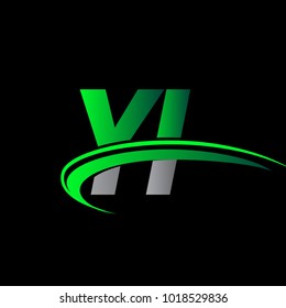 initial letter YI logotype company name colored green and black swoosh design. vector logo for business and company identity.