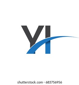 initial letter YI logotype company name colored blue and grey swoosh design. vector logo for business and company identity.
