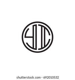 Initial letter YI, minimalist line art monogram circle logo, black color