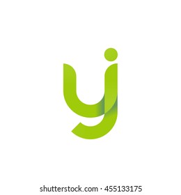 initial letter yi modern linked circle round lowercase logo green