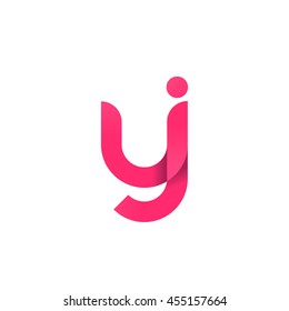 initial letter yi modern linked circle round lowercase logo pink