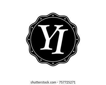 Initial letter YI monogram logo black seal stamp lace