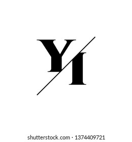 Initial Letter YI Monogram Sliced. Logo template isolated on white background