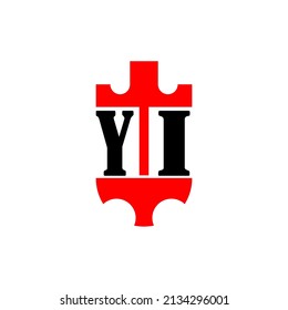 Initial letter YI red crown shield simple logo. Minimal and unique.