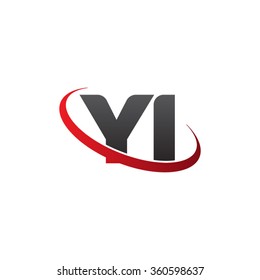 initial letter YI swoosh ring company logo red black