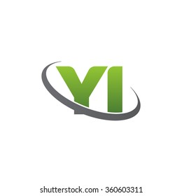 initial letter YI swoosh ring company logo green gray