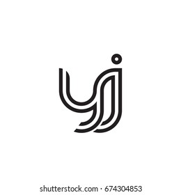 Initial letter yj, linked outline rounded lowercase, monogram black