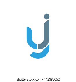 initial letter yj linked round lowercase logo blue