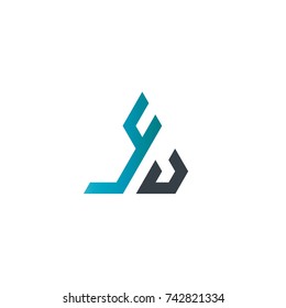 Initial Letter YJ Linked Triangle Design Logo