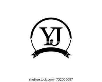 initial letter YJ logo monogram retro black