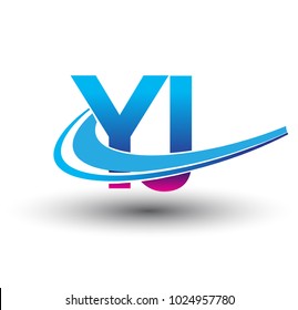 initial letter YJ logotype company name colored blue and magenta swoosh design. vector logo for business and company identity.