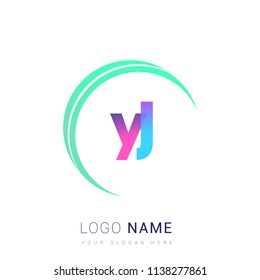 initial letter YJ logotype company name, coloreful and swoosh design. vector logo for business and company identity.