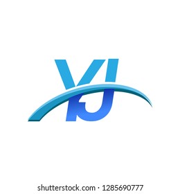 initial letter YJ logotype company name colored blue and swoosh design. vector logo for business and company identity.