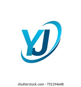 initial letter YJ logotype company name colored blue swoosh design concept. vector logo for business and company identity.