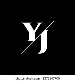 Initial Letter YJ Monogram Sliced. Logo template isolated on black background