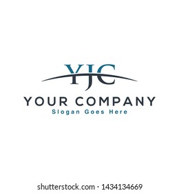 Initial letter YJC, overlapping movement swoosh horizon logo company design inspiration in blue and gray color vector