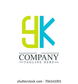 Initial Letter YK Linked Box Design Logo