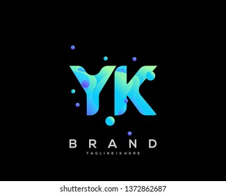 Initial letter YK logo with colorful background, letter combination logo design for creative industry, web, business and company. - Vector