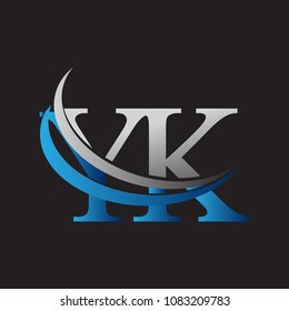initial letter YK logotype company name colored blue and grey swoosh design. vector logo for business and company identity.